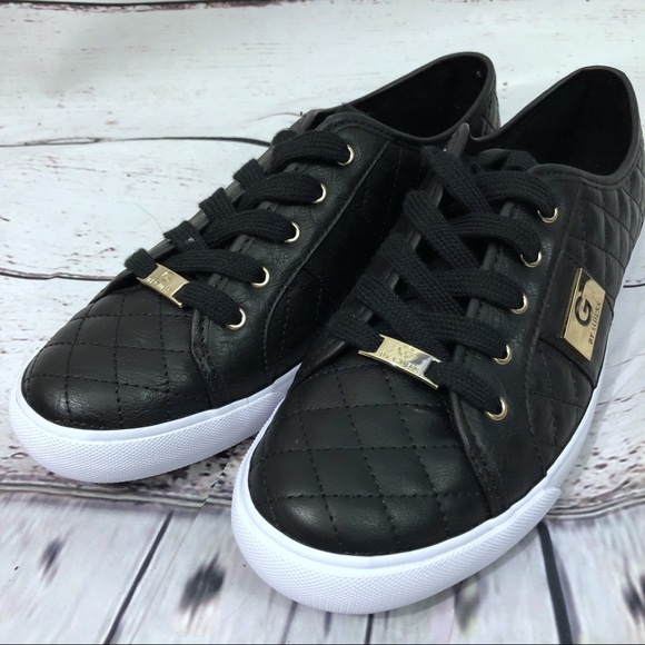 guess black quilted sneakers